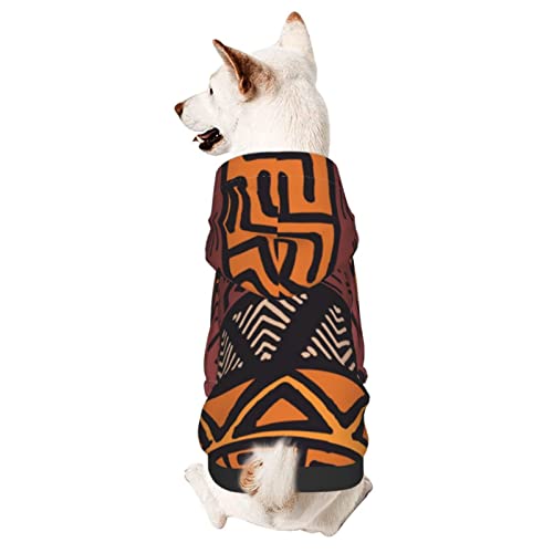 African Mud Cloth Tribal Small Pet Hooded Warm Sweatshirt Pet Clothing Pet Dog Sweatshirt