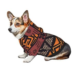 African Mud Cloth Tribal Small Pet Hooded Warm Sweatshirt Pet Clothing Pet Dog Sweatshirt