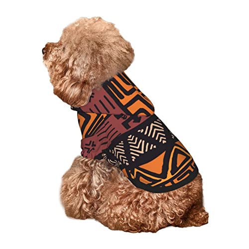 African Mud Cloth Tribal Small Pet Hooded Warm Sweatshirt Pet Clothing Pet Dog Sweatshirt