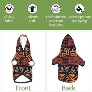 African Mud Cloth Tribal Small Pet Hooded Warm Sweatshirt Pet Clothing Pet Dog Sweatshirt