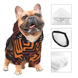 African Mud Cloth Tribal Small Pet Hooded Warm Sweatshirt Pet Clothing Pet Dog Sweatshirt