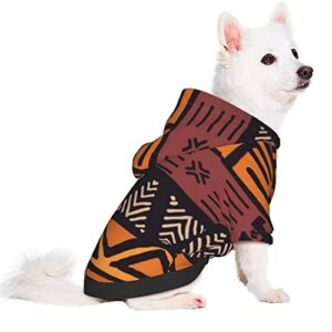 African Mud Cloth Tribal Small Pet Hooded Warm Sweatshirt Pet Clothing Pet Dog Sweatshirt