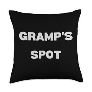 funny decor for grandpa gramp's spot funny throw pillow, 18x18, multicolor