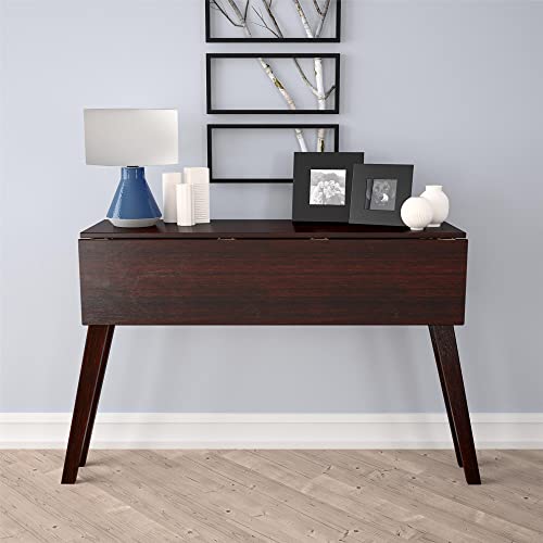 COSCO 48" x 30" Wood Drop-Leaf Dining & Console Table, Dark Mahogany