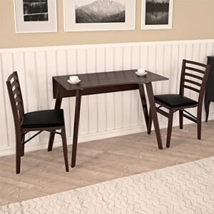 COSCO 48" x 30" Wood Drop-Leaf Dining & Console Table, Dark Mahogany