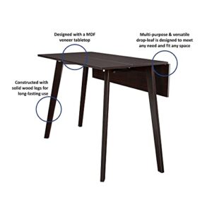 COSCO 48" x 30" Wood Drop-Leaf Dining & Console Table, Dark Mahogany