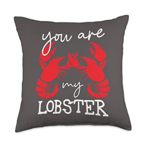funny you're my lobsters she's my lobster valentine couple matching funny throw pillow, 18x18, multicolor