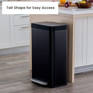 Home Zone Living 18.5 Gallon Kitchen Trash Can, Tall Stainless Steel Liner-Free Body, 70 Liter Capacity, Matte Black, Virtuoso Series