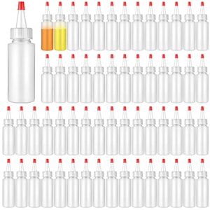 80 pcs 2 oz plastic small condiment squeeze bottles with red tip caps squirt refillable round mini squeeze bottle for glues paints arts craft sauce ketchup oil icing cookie food decorating bbq syrup