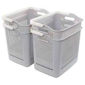 asking 4-pack 35 l plastic laundry baskets, gray clothes basket with handle