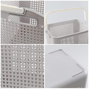 Asking 4-Pack 35 L Plastic Laundry Baskets, Gray Clothes Basket with Handle