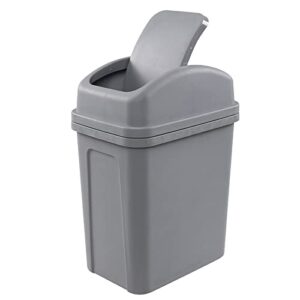 hommp 2 gallon small swing lid trash can, swing-top garbage can, gray