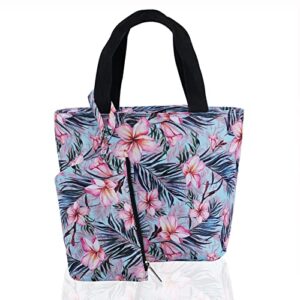 mov compra lunch bag women tote organizer bag insulated lunch cooler bag with removable zipper handbag for work travel picnic（pink flower）