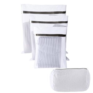 4 pack mesh laundry bags, household washing machine net bag fine mesh laundry bag with non rusting zipper suitable for shirts, socks, underwear and baby clothes
