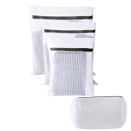 4 Pack Mesh Laundry Bags, Household Washing Machine Net Bag Fine Mesh Laundry Bag with Non Rusting Zipper Suitable for Shirts, Socks, Underwear and Baby Clothes