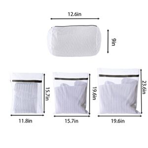 4 Pack Mesh Laundry Bags, Household Washing Machine Net Bag Fine Mesh Laundry Bag with Non Rusting Zipper Suitable for Shirts, Socks, Underwear and Baby Clothes