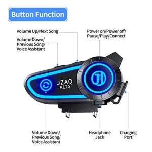 JZAQ Motorcycle Helmet Bluetooth Headset Helmet Bluetooth Intercom 2 Riders Noise Cancellation Speakers Communication Systems Motorcycle Riding/Snowmobile/Cycling/Sports