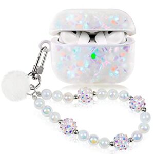 Cute Case for Airpod 3 with Pearl Lanyard Girly Cover Compatible with AirPods 3rd Generation (2021) Shell for Women