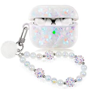 cute case for airpod 3 with pearl lanyard girly cover compatible with airpods 3rd generation (2021) shell for women