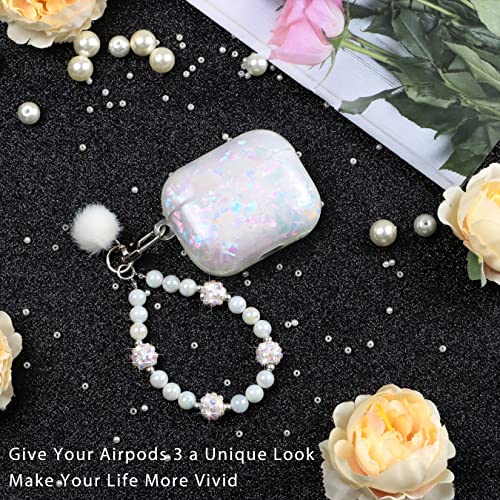 Cute Case for Airpod 3 with Pearl Lanyard Girly Cover Compatible with AirPods 3rd Generation (2021) Shell for Women