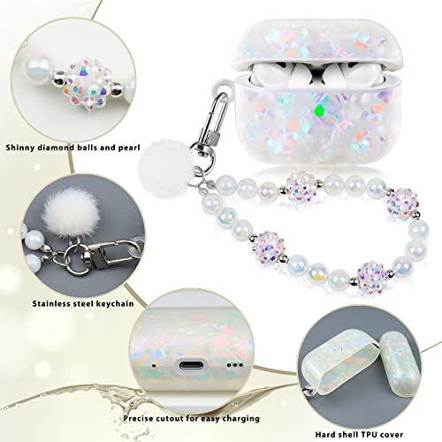 Cute Case for Airpod 3 with Pearl Lanyard Girly Cover Compatible with AirPods 3rd Generation (2021) Shell for Women