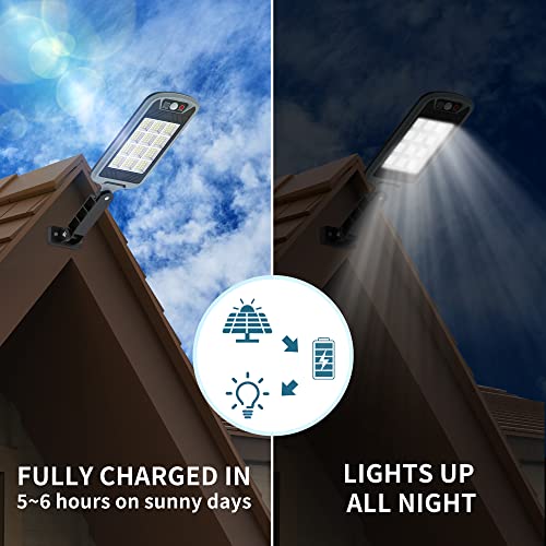 OKPRO S-144XM Solar Lights Outdoor, 5000LM Solar Flood Light Dusk to Dawn, Solar Powered Outdoor Lights with Security Motion Sensor, IP66 Solar Lights Outdoor Waterproof with Remote Control (4 Packs)
