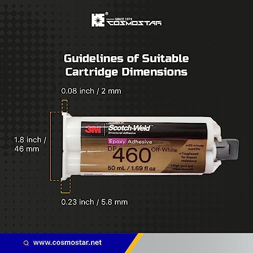 CosmoMix Mixing and Dispensing Gun, Impression Mixing Dispensing AB Gun Ratio 1:1/1:2 for 50ml Adhesive Material, Mixing Cartridge Dispenser Gun, Epoxy Adhesive cartridges Gun (1:1/2:1-1 Pcs)