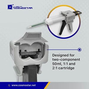 CosmoMix Mixing and Dispensing Gun, Impression Mixing Dispensing AB Gun Ratio 1:1/1:2 for 50ml Adhesive Material, Mixing Cartridge Dispenser Gun, Epoxy Adhesive cartridges Gun (1:1/2:1-1 Pcs)