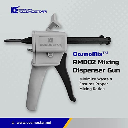 CosmoMix Mixing and Dispensing Gun, Impression Mixing Dispensing AB Gun Ratio 1:1/1:2 for 50ml Adhesive Material, Mixing Cartridge Dispenser Gun, Epoxy Adhesive cartridges Gun (1:1/2:1-1 Pcs)