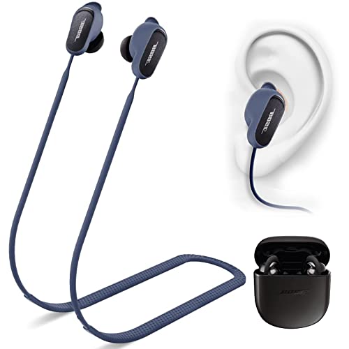 Miimall Strap Compatible for Bose QuietComfort Earbuds II Strap, [Anti-Lost][Soft Silicone] Sports Straps for Bose QuietComfort Earbuds II, Lanyard (Midnight Blue)