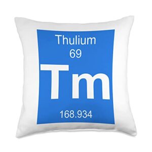 funny periodic table chemical elements thulium element costume periodic table chemistry fun throw pillow, 18x18, multicolor