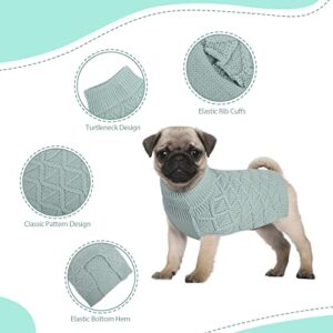 ASENKU Dog Turtleneck Sweaters, Winter Dog Sweaters Clothing, Classic Wired Knit Clothing for Cold Weather, Ideal Gift for Pets(Blue, S)