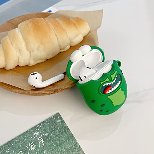 Airpsods 2/1 Case,Cute 3D Cartoon Airpod 2/1 Case Soft Shockproof Silicone Skin,with Keychain Design for AirPods Charging Case,Specialising in Designs for Girls and Boys Airpods 1/2 Case (Green)