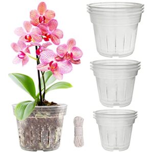 zddaoole orchid pot,9 each of 4.8,5.7 and 6.4 inch orchid pots with holes,clear plastic flower plant pots for repotting indoor outdoor,breathable slotted orchids planter