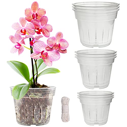 Zddaoole Orchid Pot,9 Each of 4.8,5.7 and 6.4 Inch Orchid Pots with Holes,Clear Plastic Flower Plant Pots for Repotting Indoor Outdoor,Breathable Slotted Orchids Planter