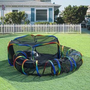 luckitty outdoor rainbow cat enclosures playground,outside house for indoor cats include portable cat tent, circle cat playpen tunnel, for cats, kitty and small animals,within storage bag