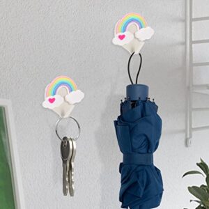 Cabilock 6pcs Rainbow Wall Hooks Coat Hooks Wall Clothes Towels Hooks Adhesive Robe Hook Key Hat Scarf Purse Bags Hangers Wall Pegs for Home Office Kids Room