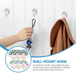 Cabilock 6pcs Rainbow Wall Hooks Coat Hooks Wall Clothes Towels Hooks Adhesive Robe Hook Key Hat Scarf Purse Bags Hangers Wall Pegs for Home Office Kids Room