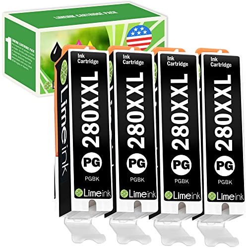 Limeink Compatible Ink Cartridge Replacement for Canon Ink 280 Cartridges 280xxl PGBK for Canon Ink Cartridges for Canon 280 Ink Cartridges for Canon TR8520 Ink Cartridges 4 BK