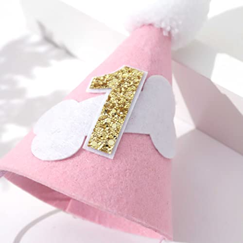 Dog Bone 1st Birthday Hat - Dog Birthday Party Decorations,1st Birthday Crown for Dogs, Dog Pet Birthday Hat Party Accessorise (Pink Dog Birthday HAT)