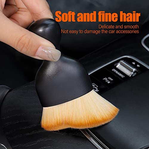 yonwait 1 Pack Car Interior Dust Brush, Nano Fiber Bristles Crevice Detail Brush, Universal Car Scratch Free Beauty Cleaning Tool, for Automotive Dashboard, Air Conditioner Vents, Computer (Yellow)