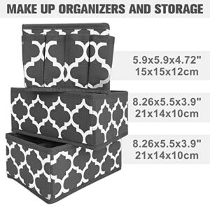 VERONLY Vanity Organizers and Storage Box, Adjustable Multifunction Cosmetic Storage Bin, Fabric Desk Drawer Divider for Makeup Brushes, Bathroom Countertop or Dresser, Set of 3 (Grey)