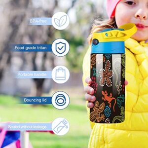 Thermos Cup 500Ml Cartoon Gecko Insulated Water Bottle With Straw For Sports And Travel 7.5x2.7 in