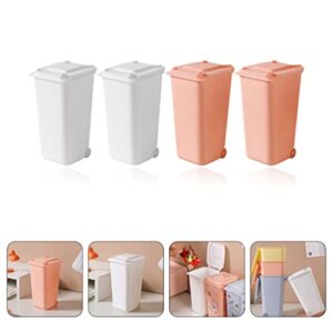 HANABASS Car Trash Bin Pencil Cup Desktop Organizer 4pcs Small Trash Can Mini Trash Bin with Lid Desktop Organizer Pen Holder Garbage Truck Toy Garbage Trucks Trash Cans