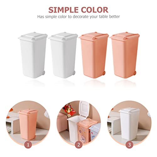 HANABASS Car Trash Bin Pencil Cup Desktop Organizer 4pcs Small Trash Can Mini Trash Bin with Lid Desktop Organizer Pen Holder Garbage Truck Toy Garbage Trucks Trash Cans