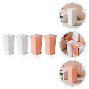 HANABASS Car Trash Bin Pencil Cup Desktop Organizer 4pcs Small Trash Can Mini Trash Bin with Lid Desktop Organizer Pen Holder Garbage Truck Toy Garbage Trucks Trash Cans