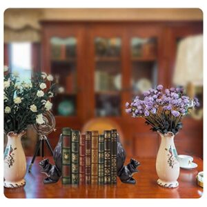 Livfodrm Book Ends for Shelves Decor, Cast Iron Bookends for Heavy Books,Cute Squirrel Book Holder Stopper for Room,Unique Book End Decorative Desktop Bookshelf Office and Home, Dark Brown 2PCS