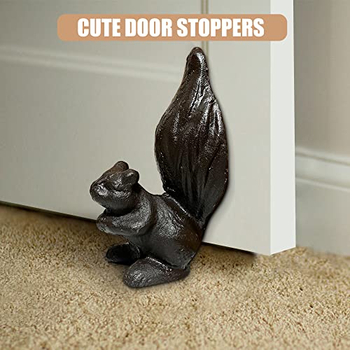 Livfodrm Book Ends for Shelves Decor, Cast Iron Bookends for Heavy Books,Cute Squirrel Book Holder Stopper for Room,Unique Book End Decorative Desktop Bookshelf Office and Home, Dark Brown 2PCS