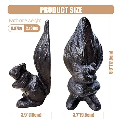 Livfodrm Book Ends for Shelves Decor, Cast Iron Bookends for Heavy Books,Cute Squirrel Book Holder Stopper for Room,Unique Book End Decorative Desktop Bookshelf Office and Home, Dark Brown 2PCS