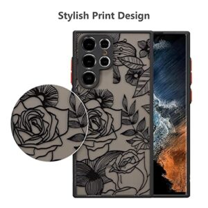 XIZYO for Samsung Galaxy S22 Ultra Case Rose Design Floral Pattern Slim Case for Women Girls TPU Bumper Case Shockproof Protective Case for Galaxy S22 Ultra, Black